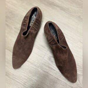 90s’ Vintage Prada Brown Suede Booties Size 37 Kitten Heel Ankle Boots